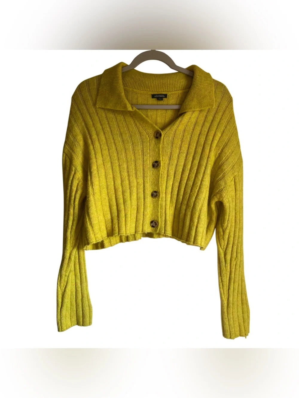 Funky Neon Yellow Cropped Button Cardi